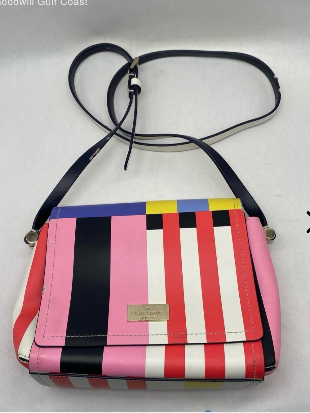 kate spade Pink Multi-Stripe Leather Crossbody